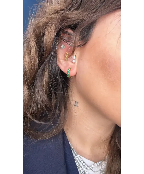 925 Ayar Gümüş Yeşil Taşlı Halka Küpe