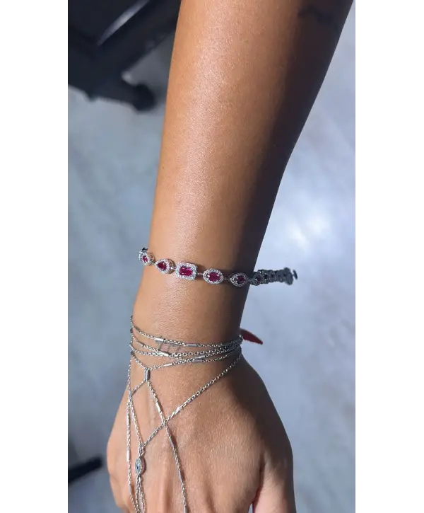 925 Ayar Gümüş Yakut Renk Taşlı İthal Bileklik