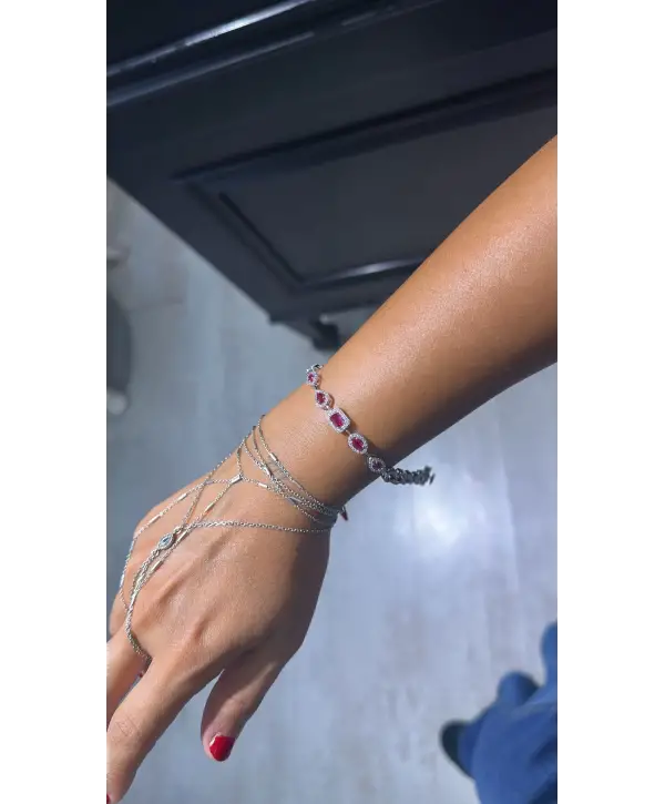 925 Ayar Gümüş Yakut Renk Taşlı İthal Bileklik