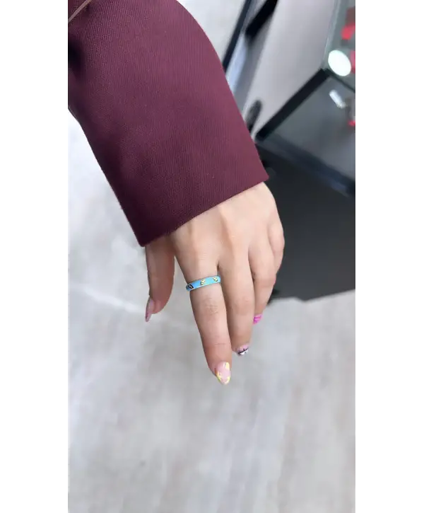 925 Ayar Gümüş Mavi Mineli Yüzük