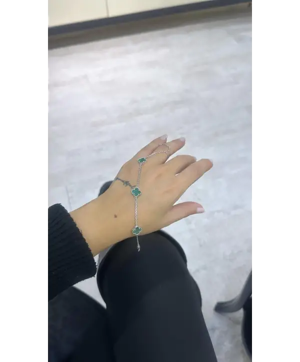 925 Ayar Gümüş Malahit Taşlı İthal Marka Bileklik