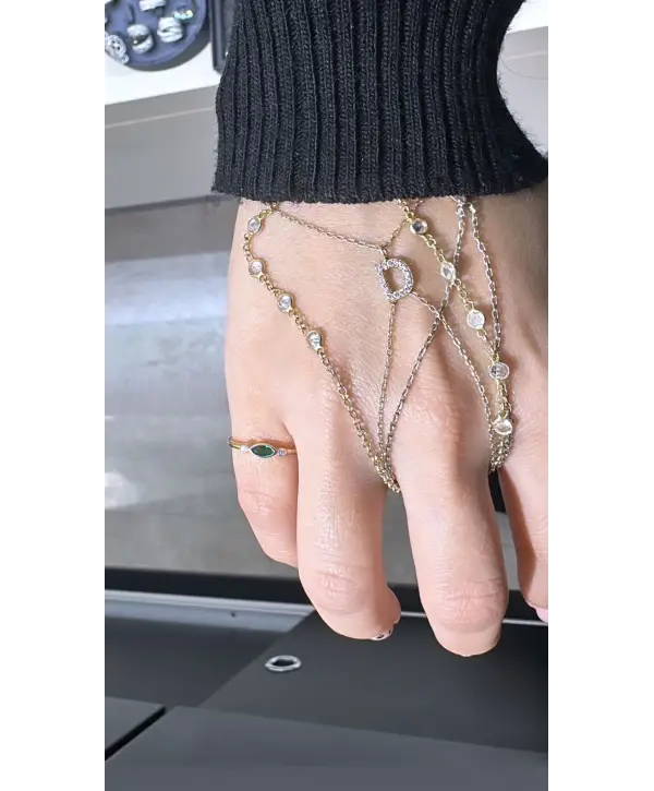 925 Ayar Gümüş Yeşil Taşlı Badem Model Yüzük