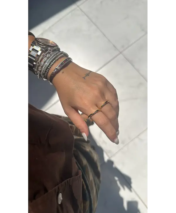 925 Ayar Gümüş Zikzak Alyans Model Gold Yüzük