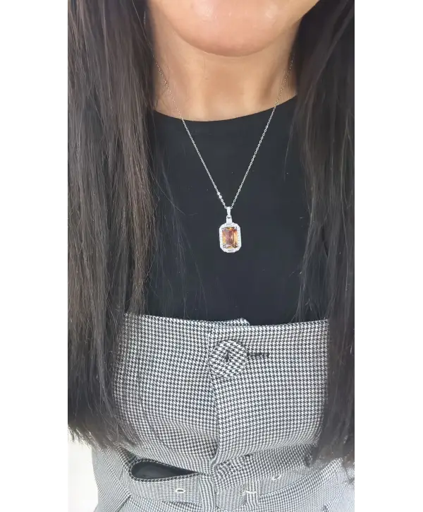 925 Ayar Gümüş Alexandrite Renkli Taşlı Vip Kolye