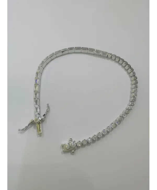 925 Ayar Gümüş Yarım Tur Baget Yarım Tur Su yolu Silver Bileklik