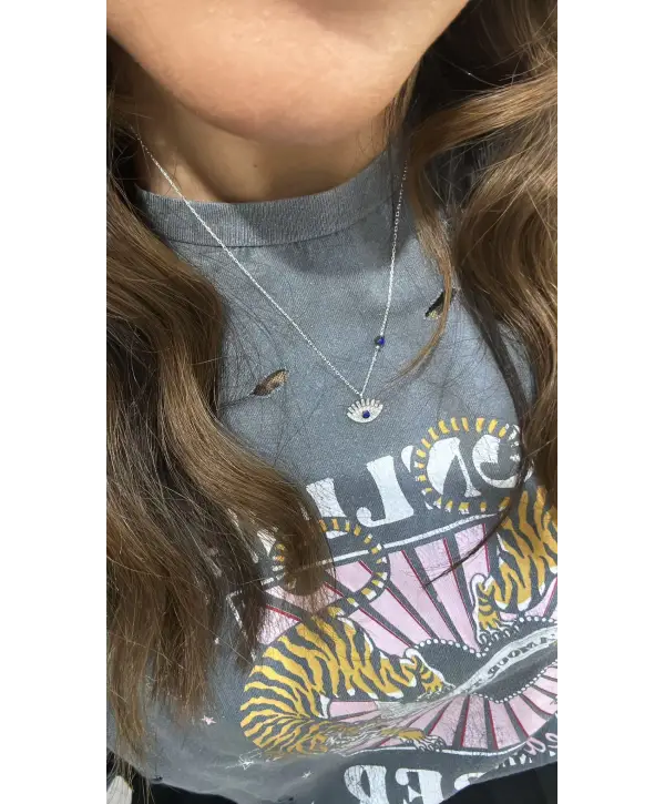 925 Ayar Gümüş Taşlı Göz Model Kolye