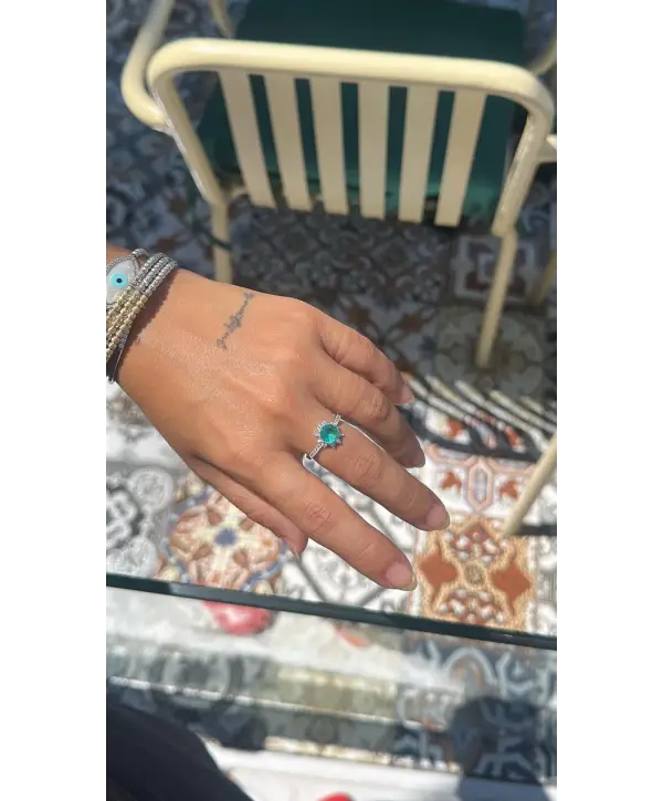 925 Ayar Gümüş Paraiba Taşlı İthal Yüzük