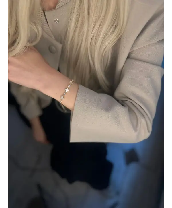 925 Ayar Gümüş Sedefli Çiçek Model Bileklik