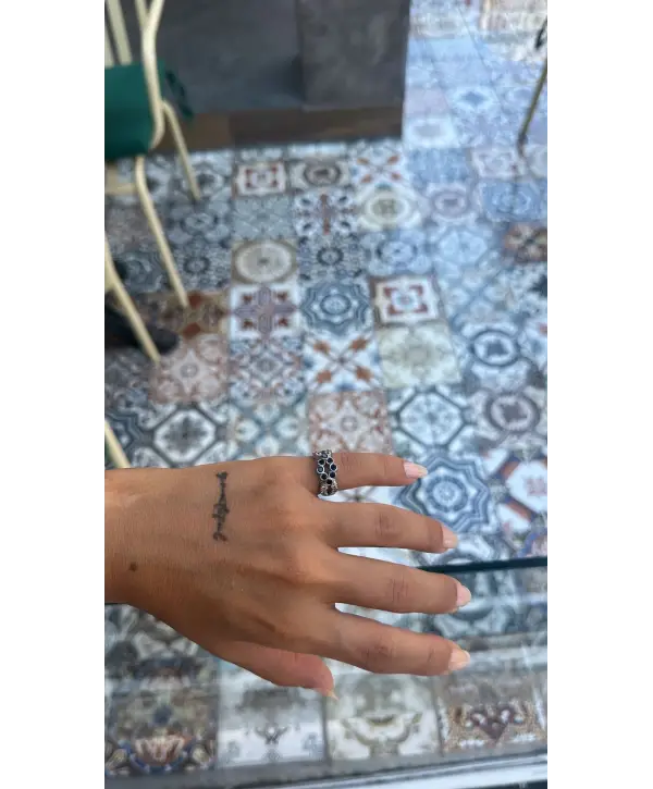 925 Ayar Gümüş Lacivert Taş Detay Silver Yüzük