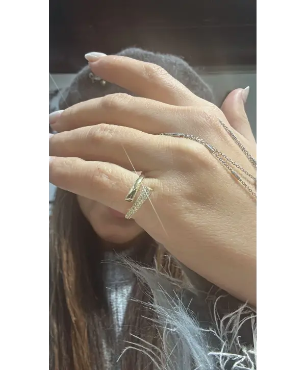 925 Ayar Gümüş Selene Gold Yüzük