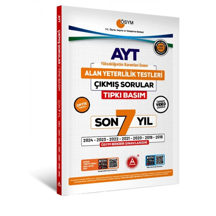 Son 7 yıl AYT Çıkmış Sorular-Tıpkı Basım-Bire Bir ÖSYM-Tamamı Video Çözümlü