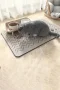 MAtGo Pati Evcil Hayvan Beslenme Matı Çizgi Patili Su Geçirmez Kaymaz Krem Kedi Köpek Mama Paspası 50x70cm