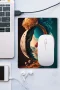 SonicTouch Kozmik Ay Manzarası Mavi Turuncu Kaymaz Dikişsiz Pürüzsüz Gamer Mouse Pad17x21cm