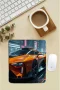 SonicTouch Bilek Destekli Turuncu Yarış Arabası Dikdörtgen Pürüzsüz Yüzey Dikişsiz Mouse Pad 18x22cm