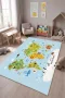 SonicTouch Çocuk Oyun Halısı ingilizce Eğitici Dünya Haritası ve Hayvanlar 70x120cm isme Kişiye Özel