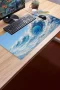 SonicTouch Klavye Mousepad 40x90cm Turkuaz Dalgalar Dikişsiz Pürüzsüz Sıvı Geçirmez Kaymaz Taban