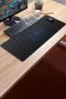 SonicTouch Neon Hex Mavi Siyah Kaymaz Taban Pürüzsüz Yüzey Dikişsiz Gamer Klavye Mouse Pad 32x70cm