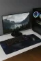 SonicTouch Mavi Siyah Petek Desenli Kaymaz Gaming Oyuncu Masaüstü Dikişsiz Klavye Mouse Pad 32x70Cm