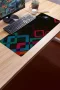 SonicTouch Renkli Kareler Siyah Gamer Oyuncu Dikişsiz Sıvı Geçirmez Klavye Mouse Pad 32x70Cm