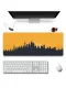 SonicTouch Şehir Silüeti Temalı Sarı Siyah Gamer Oyuncu Dikişsiz Sıvı Geçirmez Klavye Mouse Pad 32x70Cm