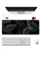 SonicTouch Bohem Palmiye Yaprakları Siyah Gamer Oyuncu Dikişsiz Sıvı Geçirmez Klavye Mouse Pad 32x70Cm
