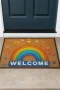 Valerine Life Emojili Gökkuşağı Kaymaz Tabanlı Hoş Geldiniz Welcome Kapı Önü Paspası 45x70cm