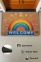 Valerine Life Emojili Gökkuşağı Kaymaz Tabanlı Hoş Geldiniz Welcome Kapı Önü Paspası 45x70cm
