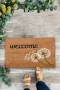 Valerine Life Karahindiba Dilek Otu Temalı Kahverengi Welcome Hoş Geldiniz Kapı Önü Paspası 45x70cm