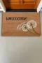 Valerine Life Karahindiba Dilek Otu Temalı Kahverengi Welcome Hoş Geldiniz Kapı Önü Paspası 45x70cm