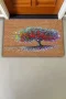 Valerine Life Renkli Yaşam Ağacı Kahverengi Welcome Hoş Geldiniz Kapı Önü Paspası 45x70cm