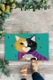 Valerine Life Kahve Düşkünü Relaks Kedi Yeşil Welcome Hoş Geldiniz Kapı Önü Paspası 45x70cm