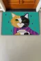 Valerine Life Kahve Düşkünü Relaks Kedi Yeşil Welcome Hoş Geldiniz Kapı Önü Paspası 45x70cm