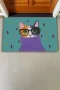 Valerine Life Aristokrat Kedi Yeşil Renkli Welcome Hoş Geldiniz Kapı Önü Paspası 45x70cm