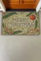 Valerine Life Çiçek Süslemeli Krem Merry Christmas Welcome Hoş Geldiniz Kapı Önü Paspası 45x70cm