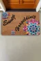 Valerine Life Mandala Mavi Çiçek Evimize Hoş Geldiniz Kapı Önü Paspası 45x70cm