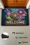Valerine Life Neon Papatya Çiçekleri Kaymaz Tabanlı Hoş Geldiniz Welcome Kapı Önü Paspası 45x70cm
