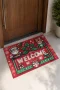 Valerine Life Noel Baba ve Çınar Yaprağı Welcome Ev işyeri iç Dış Kapı Önü Paspası 45x70cm