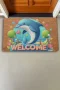 Valerine Life Sevimli Yunus Balığı ve Yıldızlı Welcome Kapı Önü Paspası 45x70cm