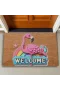 Valerine Life Gökkuşağı ve Flamingo Welcome Kapı Önü Paspası 45x70cm