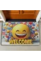 Valerine Life Gülen Surat Emoji Welcome Kapı Önü Paspası 45x70cm