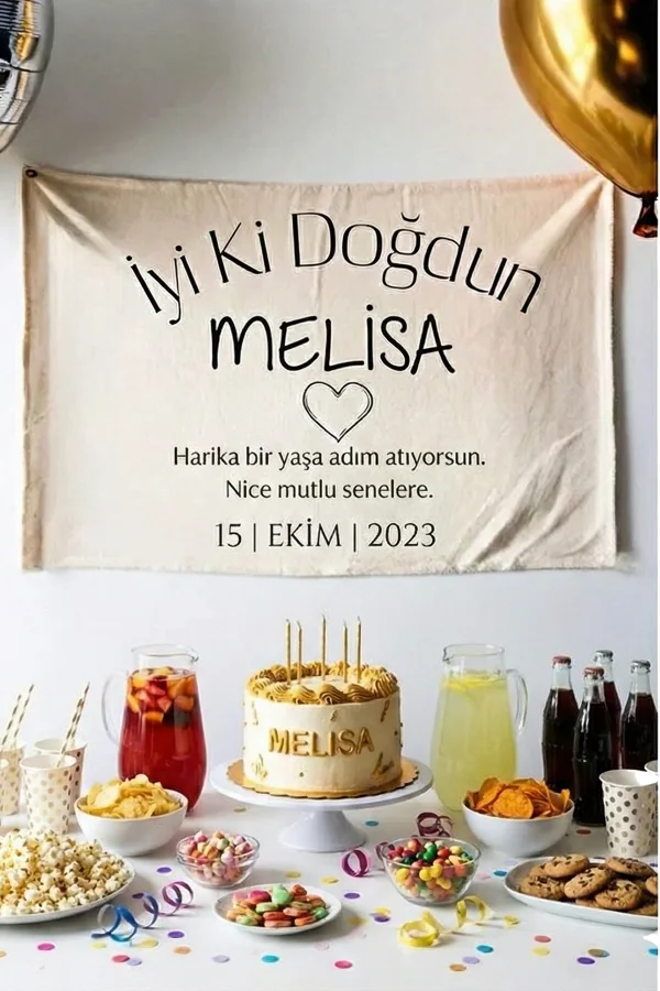 Promix Go Kişiye İsme Özel Doğum Günü Duvar Örtüsü Happy Birthday Duvar Halısı Flama Afişi Premium Kumaş Mat