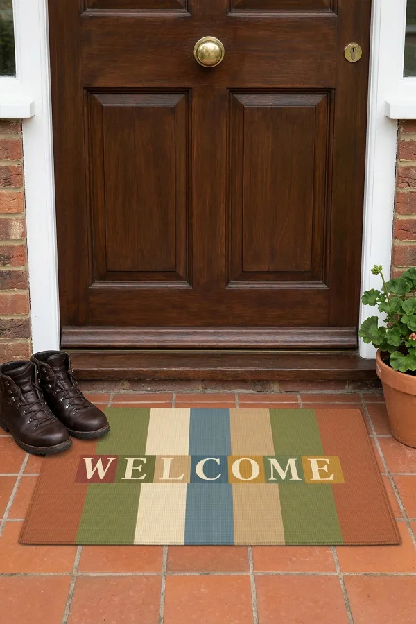 Valerine Life Retro WELCOME Dijital Baskılı Ev Ofis İşyeri Kapı Önü Dış Paspası 45x70cm