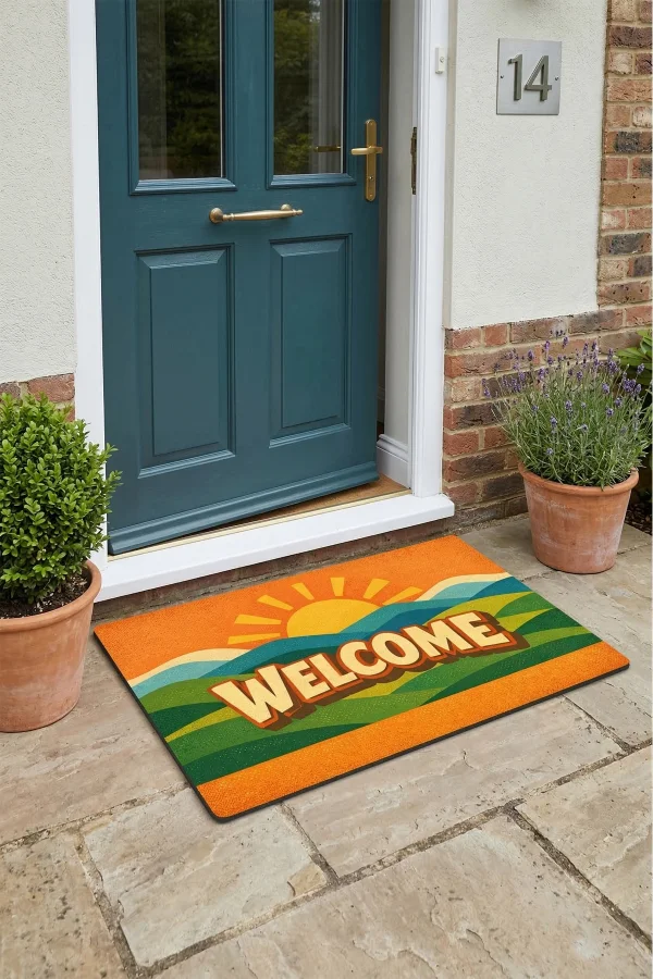 Valerine Life Welcome 1950ler Retro Ev Ofis işyeri Dış Kapı Önü Paspası 45x70cm