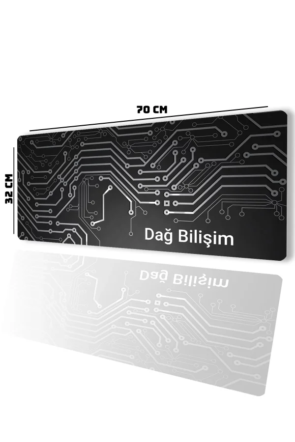 SonicTouch Gri Devre Kişiye Firmaya Özel Promosyon Sıvı Geçirmez Masa Üstü Klavye Mouse Pad 32x70Cm
