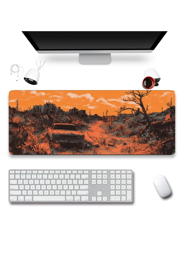 SonicTouch Klavye Mousepad 32x70cm Çorak Dünya Dikişsiz Pürüzsüz Sıvı Geçirmez Kaymaz Taban
