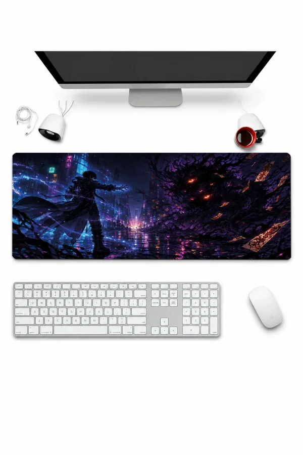 SonicTouch Klavye Mousepad 32x70cm Neon Büyücü Dikişsiz Pürüzsüz Sıvı Geçirmez Kaymaz Taban