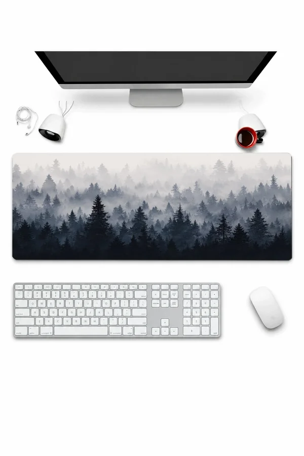 SonicTouch Klavye Mousepad 32x70cm Kuzey Ormanları Dikişsiz Pürüzsüz Sıvı Geçirmez Kaymaz Taban
