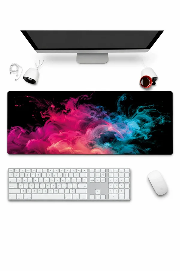 SonicTouch Klavye Mousepad 32x70cm Neon Duman Dansı Dikişsiz Pürüzsüz Sıvı Geçirmez Kaymaz Taban