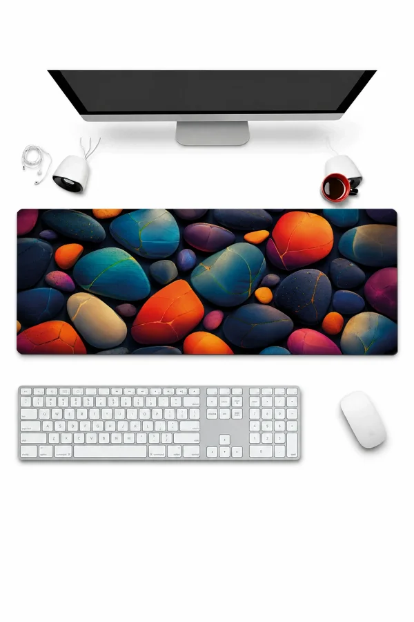 SonicTouch Klavye Mousepad 32x70cm Kintsugi Çakılları Dikişsiz Pürüzsüz Sıvı Geçirmez Kaymaz Taban
