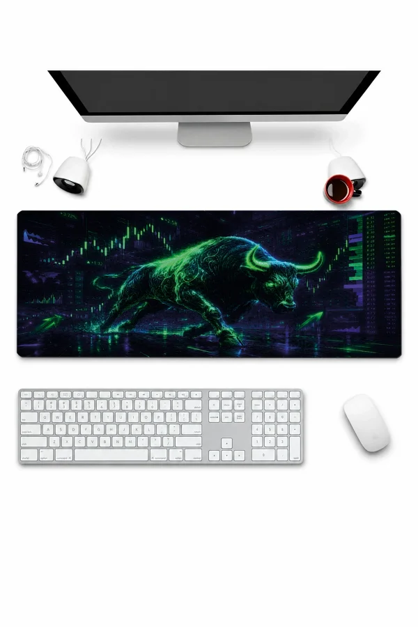 SonicTouch Klavye Mousepad 32x70cm Neon Bull Market Dikişsiz Pürüzsüz Sıvı Geçirmez Kaymaz Taban